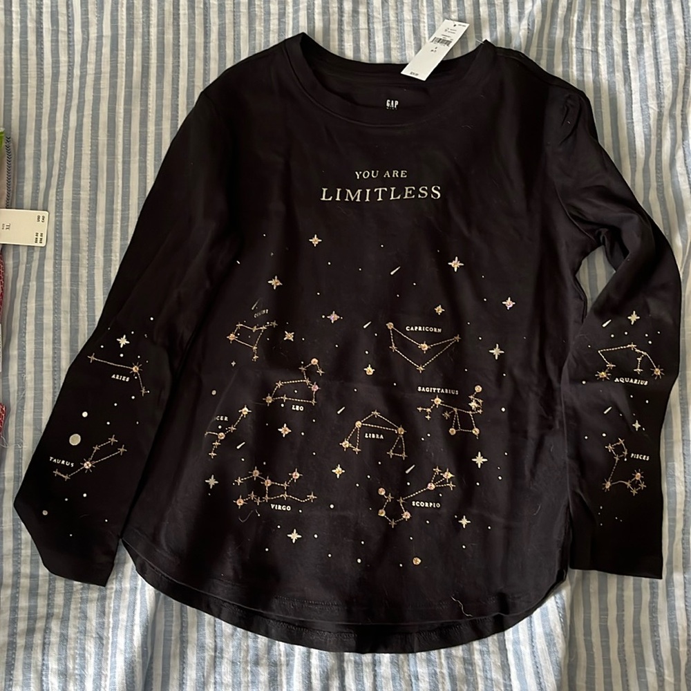 Girls’ long sleeve lightweight tshirt with glitter and sequin details